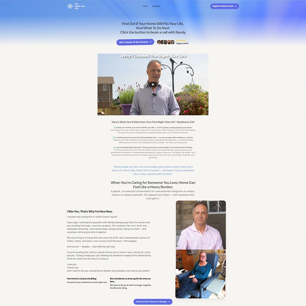 Right Size Your Life website screenshot